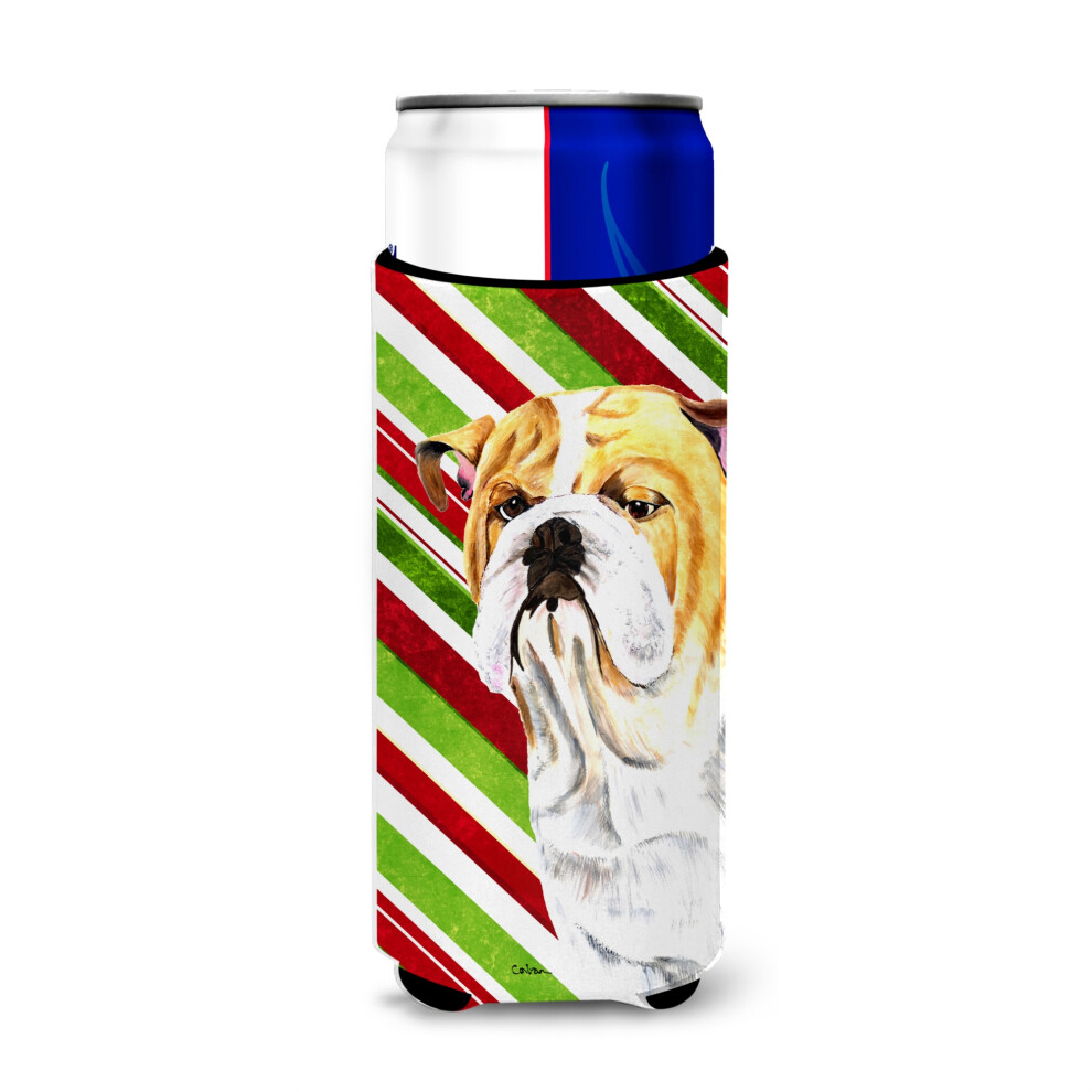 Aisladores Ultrafinos Para Bebidas Bulldog English Candy Cane Holiday Christmas Para Latas Delgadas SC9334MUK-image