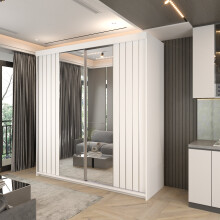 (White, 200cm) Havana Double Sliding Wardrobe