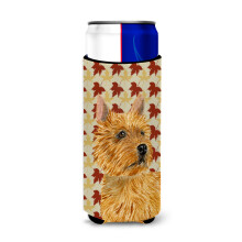 Norwich Terrier Fall Leaves Portrait Ultra Izolatory do napojów do wąskich puszek SS4357MUK