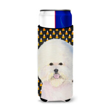 Bichon Frise Candy Corn Halloween Portrait Ultra Beverage Insulators for slim cans SS4319MUK