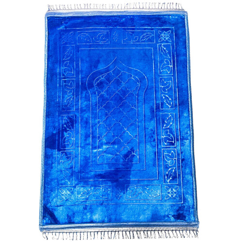 True Face (Blue Style 3) Prayer Mat Cushion Padded Namaz Rug Foldable 2
