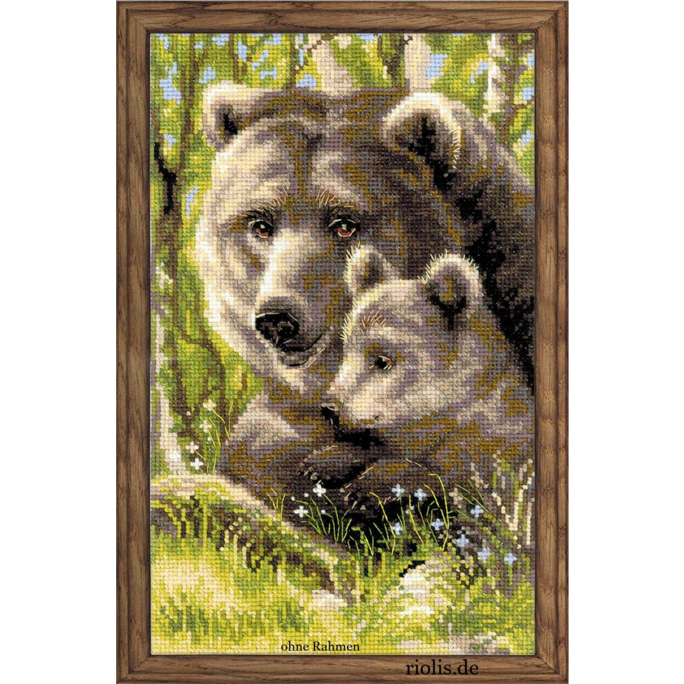 Riolis 10-Delige Beer Met Welp Telpatroon Kruissteekpakket 8,75 Bij 15 Inch-image