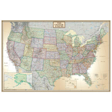 24x36 USA USA US Executive Wall Map Poster Mural (24x36 laminerad)