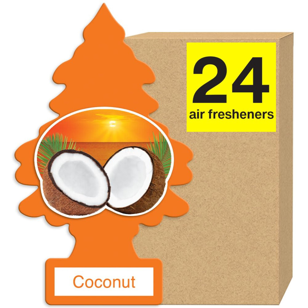 Little Trees Air Fresheners Car Air Freshener. Hanging Tree Provides Long Lasting Scent For Auto Or Home. Coconut 24 Air Fresheners 076171911124