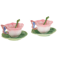 Cadouri Cosmos Cupa de trandafiri ceramici ?i set de farfurie de 2
