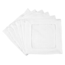 CleverDelights 6"""" hvid bomuld Hemstitch Cocktailservietter - 12 Pack - 100% bomuld