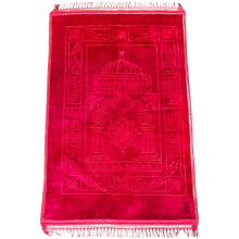 (Red Style 1) Prayer Mat Cushion Padded Namaz Rug Foldable