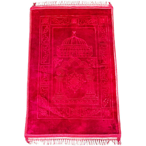 True Face (Red Style 1) Prayer Mat Cushion Padded Namaz Rug Foldable