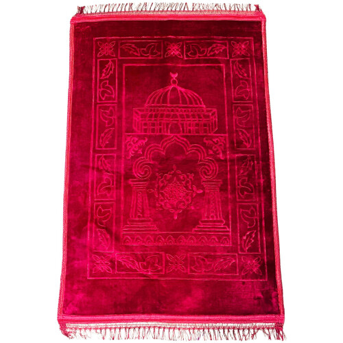 True Face (Red Style 1) Prayer Mat Cushion Padded Namaz Rug Foldable 2