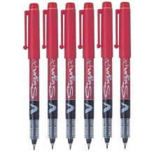 Pilot Röd V Sign Pen Flytande Bläck Medium 2mm Nib Tip 0.6mm Linjebredd V-Sign Fiber Tip Marker Grafisk SW-VSP (Pack om 6)