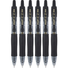 Pilot G2 Pixie Μαύρη Rollerball Pen 0.7mm Nib Tip 0.39mm Line Width Mini Gel Ink 207 (Συσκευασία 6)
