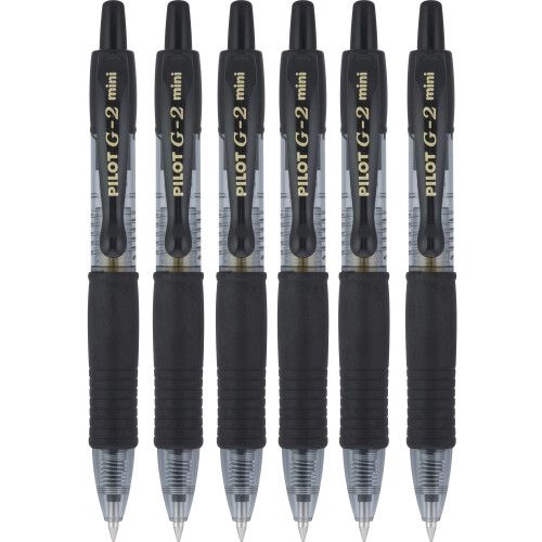 Pilot Pilot G2 Pixie Μαύρη Rollerball Pen 0.7mm Nib Tip 0.39mm Line Width Mini Gel Ink 207 (Συσκευασία 6)