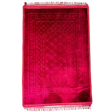 (Red Style 2) Prayer Mat Cushion Padded Namaz Rug Foldable