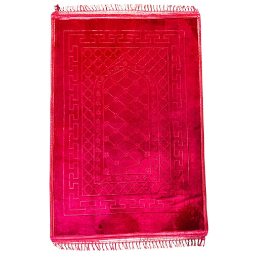 True Face (Red Style 2) Prayer Mat Cushion Padded Namaz Rug Foldable 2