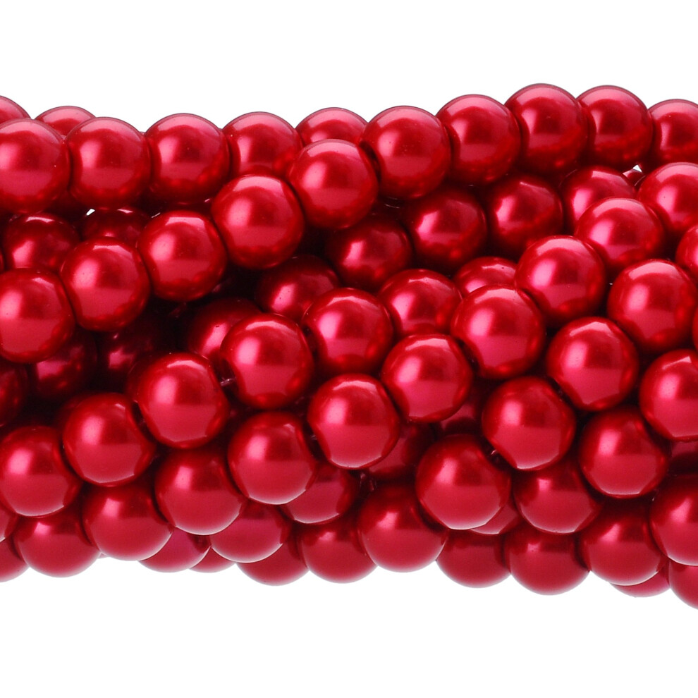 RUBYCA 200 stuks Tsjechische kleine satijnen glanzende glazen parels ronde kralen sieraden maken 10 mm licht Siamrood
