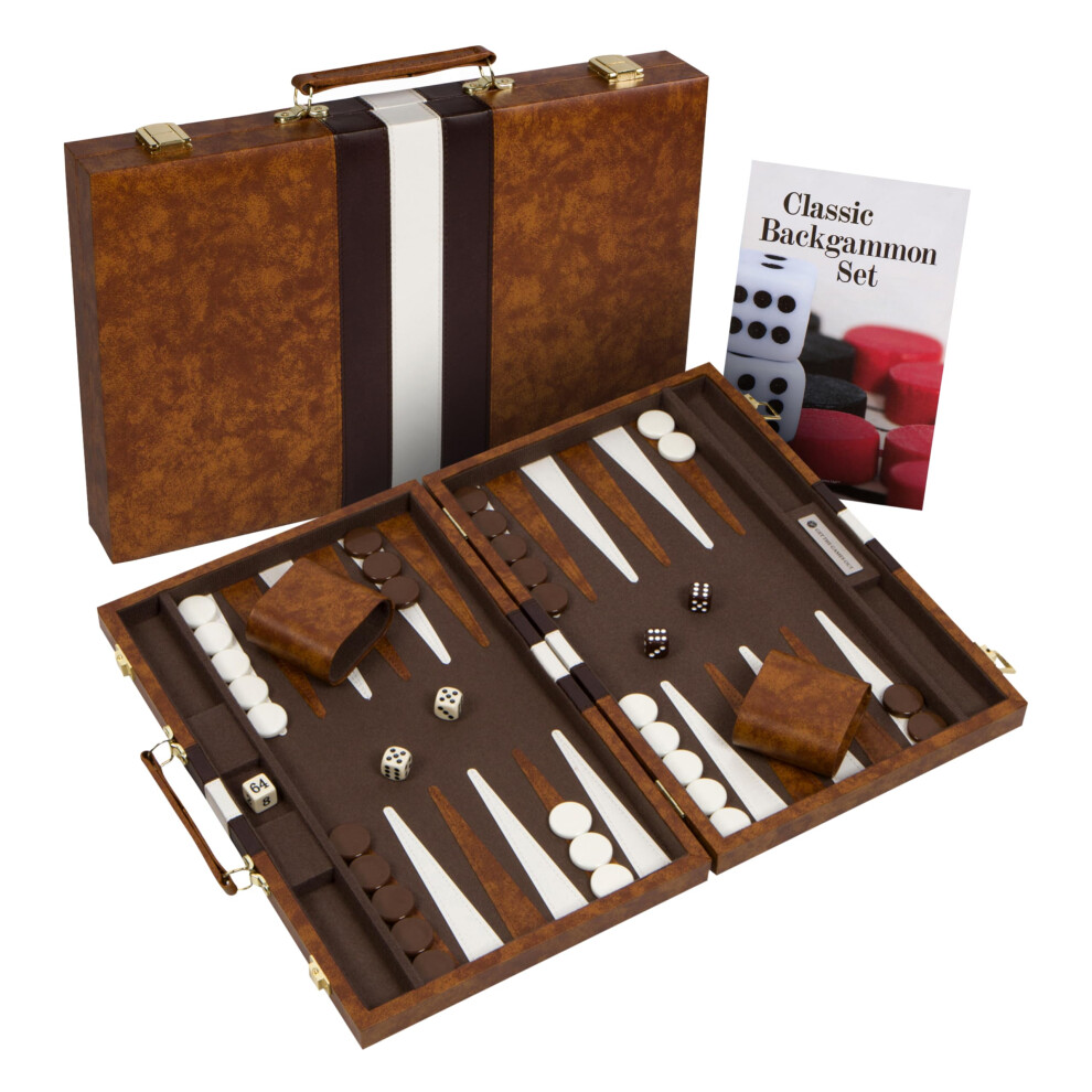 Get The Games Out Backgammon Set Voor Op Reis - Kleine Klassieke Bordspelkoffer Met Strategiegids En 15 Spelstukken Bruin-image