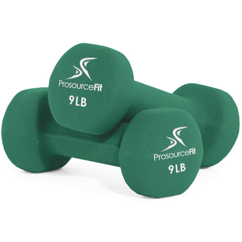Photos - Barbells & Dumbbells ProsourceFit Set of 2 Neoprene Dumbbell Coated for Non-Slip Grip Green - 9LB ps-1148-neo-groen