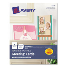 Avery 3378 Gestructureerde Halfgevouwen Wenskaarten Inkjet 5 1/2 x 8 1/2 Witte Enveloppen Inbegrepen Doos van 30
