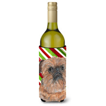 Brussels Griffon Candy Cane Craciun Sticla de vin Izolator pentru bauturi Izolator pentru bauturi Hugger