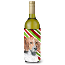 English Foxhound Candy Cane Craciun Sticla de vin Izolator pentru bauturi Izolator pentru bauturi Hugger