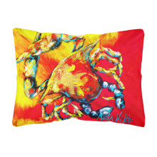 "Caroline's Treasures MW1086PW1216 Crab Hot Dang Canvas Fabric Decorative Pillow, Large, Multicolor"