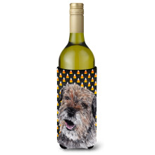 Border Terrier Halloween Candy Corn Sticla de vin Izolator pentru bauturi Izolator pentru bauturi Hugger