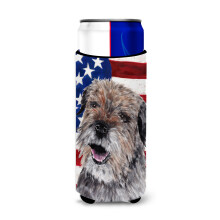 Border Terrier Mix USA American Flag Ultra Izolatoare pentru bauturi pentru cutii sub?iri