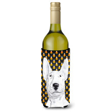 Bull Terrier Halloween Candy Corn Sticla de vin Izolator pentru bauturi Izolator pentru bauturi Hugger