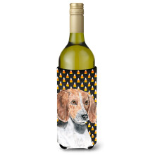 English Foxhound Halloween Candy Corn Sticla de vin Izolator pentru bauturi Izolator pentru bauturi Hugger