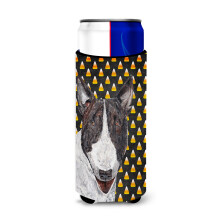 Bull Terrier Halloween Candy Corn Izolatoare pentru bauturi ultra pentru cutii sub?iri