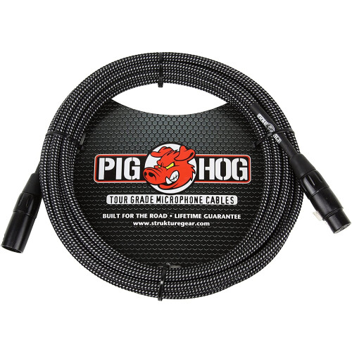 Cabo de Microfone XLR Pig Hog PHM20BKW Preto/Branco de 20 Pés