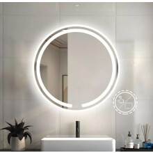 (500mm, Round With Front LED) Luxury LED Bathroom Mirror with Anti-Foggi Demister, Touch Sensor, and Illuminated Wall Lights