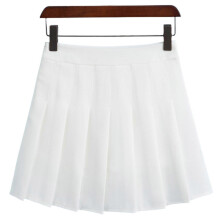 (XS,White Skirt Pants)Girls Women High Waisted Plain Pleated Skirt Skater Tennis School Uniforms A-line Mini Skirt With