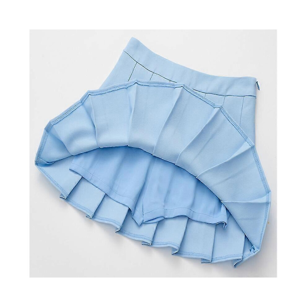 (M,Pink Skirt Pants)Girls Women High Waisted Plain Pleated Skirt Skater Tennis School Uniforms A-line Mini Skirt With