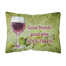 Caroline's Treasures Good Friends Good Wine Good Times Canvas Fabric Decorative Pillow Large Multicolor