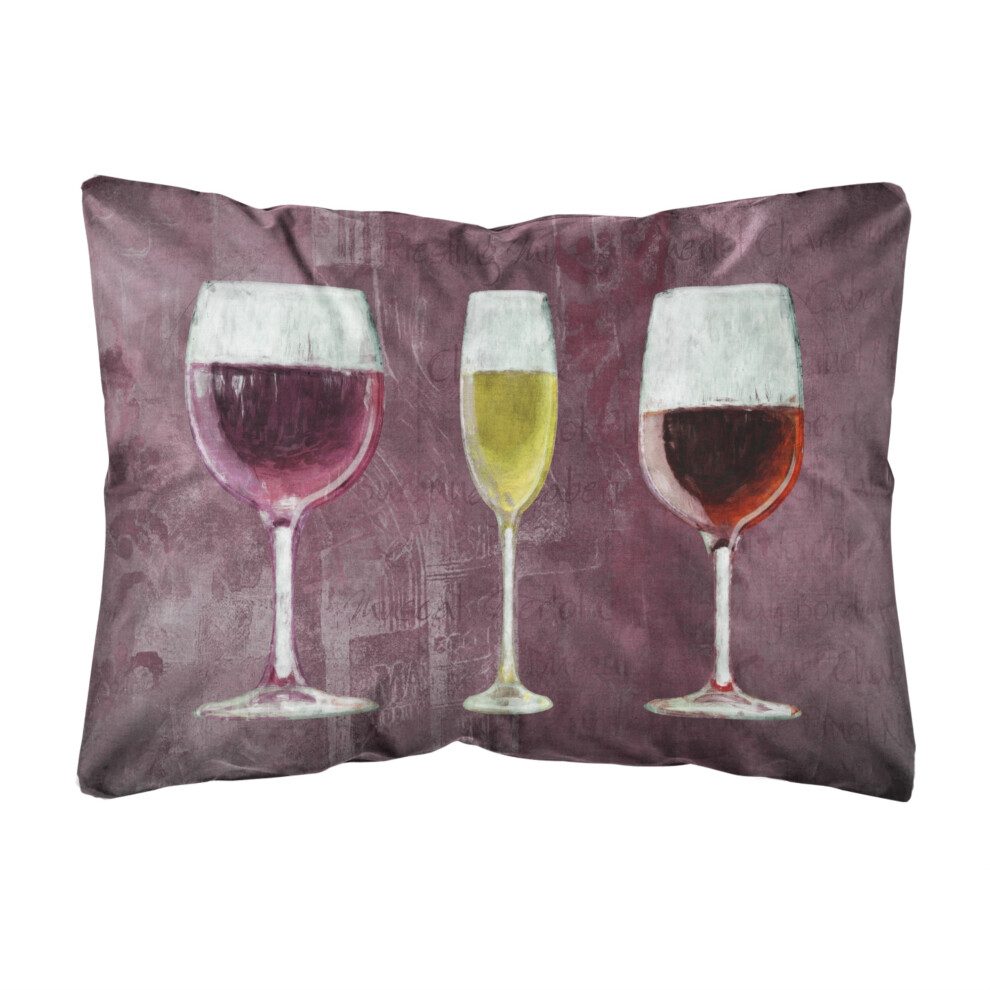 Coussin d   coratif en toile violette       Trois verres de vin       de Caroline's Treasures, grand format, multicolore.