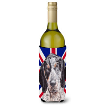 Blue Tick Coonhound cu izolator pentru bauturi pentru sticla de vin, steagul britanic Union Jack englezesc SC9890LITERK