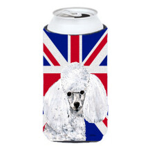 Pudel jucarie alb cu izolator pentru bauturi pentru baiat nalt cu steagul britanic Union Jack englezesc SC9886TBC