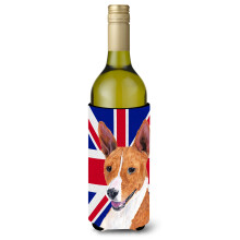 Basenji cu izolator pentru bauturi pentru sticla de vin cu steag englezesc Union Jack cu steag britanic Hugger SC9844LITERK