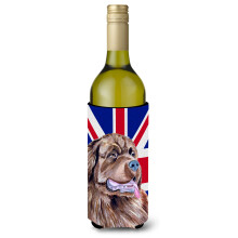 Newfoundland cu izolator pentru bauturi pentru sticla de vin, steagul britanic Union Jack englezesc Hugger LH9463LITERK