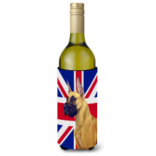 Great Dane cu izolator pentru bauturi pentru sticla de vin cu steagul britanic Union Jack englezesc Hugger LH9464LITERK