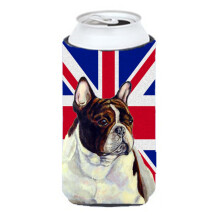 Bulldog francez cu Union Jack englezesc steag britanic Tall Boy Izolator pentru bauturi Hugger LH9489TBC