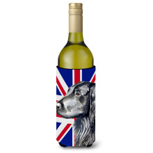 Retriever acoperit plat cu izolator pentru bauturi pentru sticla de vin cu steag englezesc Union Jack, steag britanic LH9473LITERK