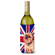 Brysselin griffon ja Englanti Union Jack British Flag -viinipullo juomaeriste Hugger LH9466LITERK