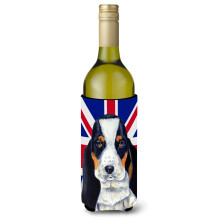 Basset Hound Englannin Union Jackilla Brittiläisen lipun viinipullon juomaeriste Hugger LH9481LITERK