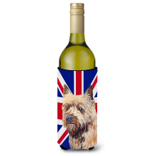 Cairn Terrier cu engleza Union Jack, steag britanic, sticla de vin, izolator pentru bauturi Hugger LH9472LITERK