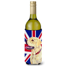 Labrador cu izolator pentru bauturi pentru sticle de vin cu steag englezesc Union Jack, steag britanic Hugger LH9490LITERK