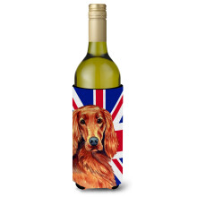 Setter irlandez cu izolator pentru bauturi pentru sticle de vin cu steagul britanic Union Jack englezesc Hugger LH9504LITERK