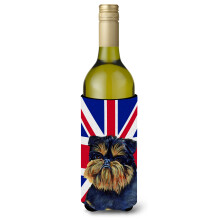 Grifon de Bruxelles cu izolator pentru bauturi pentru sticla de vin cu steag englezesc Union Jack, steag britanic LH9505LITERK