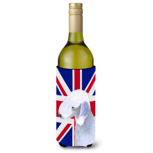 Bedlington Terrier cu izolator pentru bauturi pentru sticla de vin cu steag englezesc Union Jack SS4925LITERK